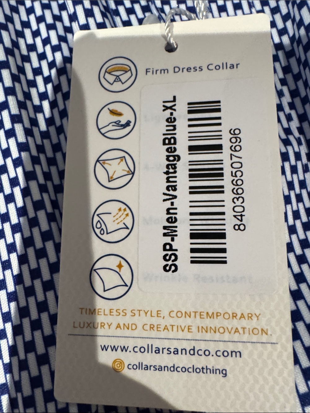NWT - Collars & Co Vantage Blue Polo XL Dress Collar Shirt - Picture 5 of 6